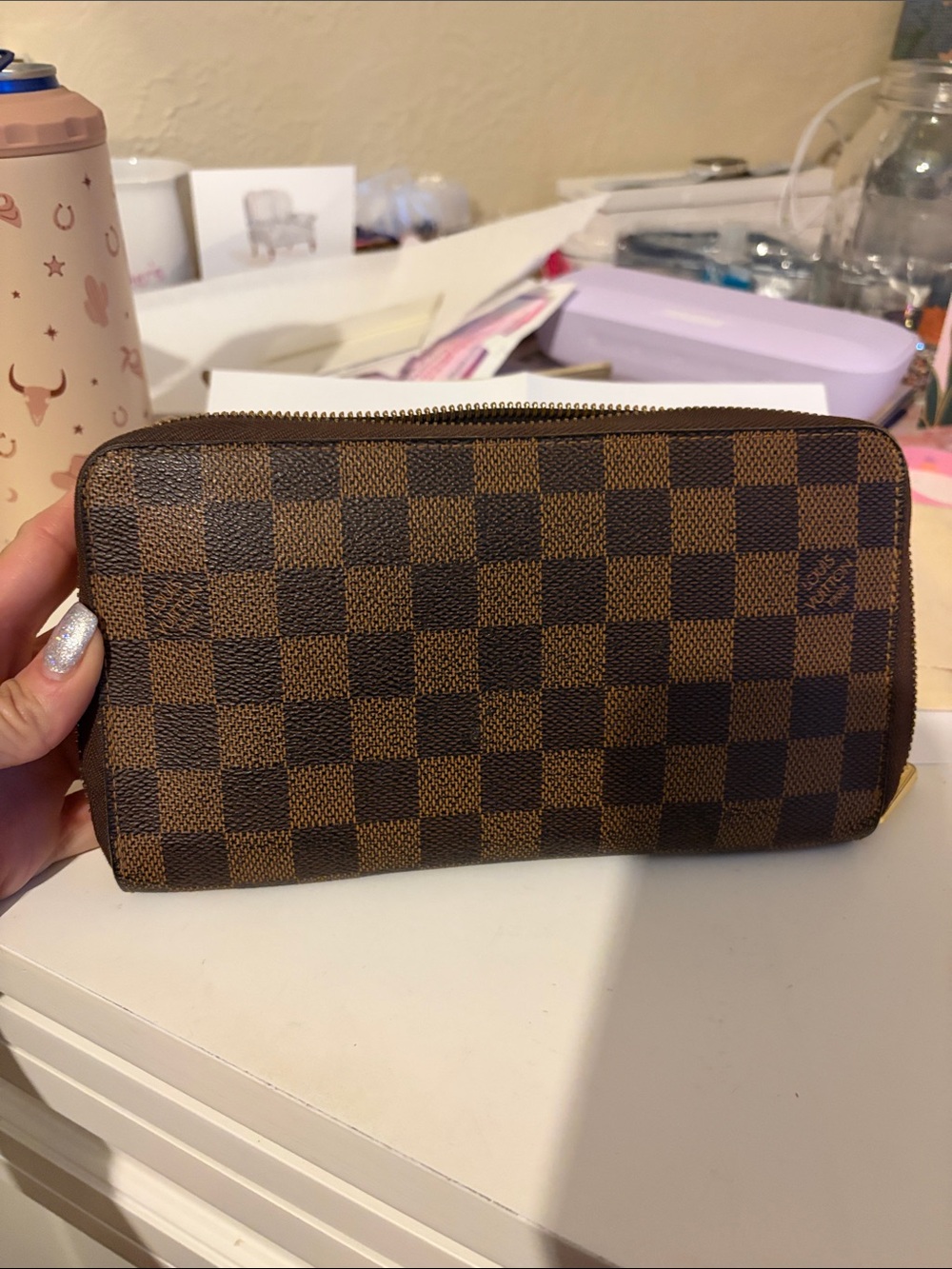 Louis Vuitton Brown Damier Ebene Zip Around Wallet